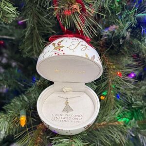 Macy's Gold and Silver Christmas Tree Necklace
